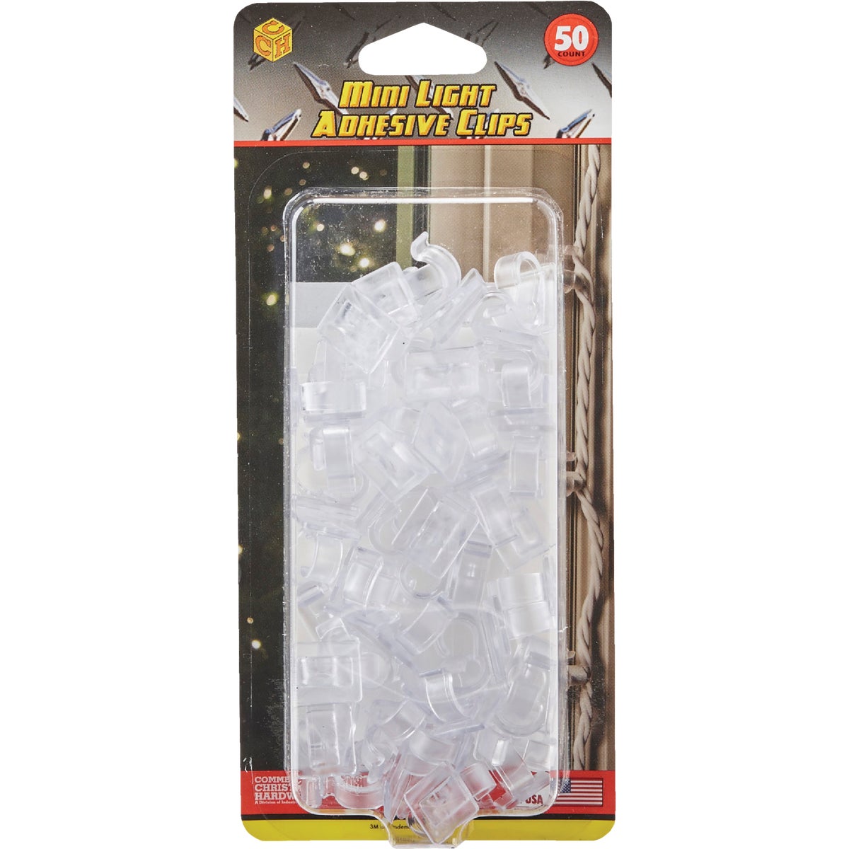 Commercial Christmas Hardware Clear Window Frame & Door Frame Mini Light Adhesive Clips (50-Pack)