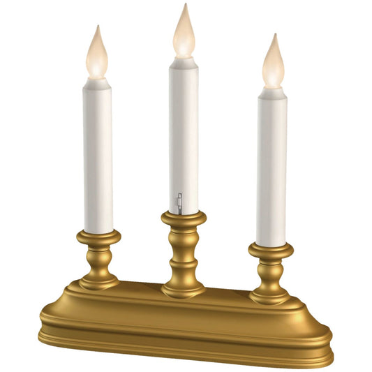 Xodus 9 In. W. x 10.25 In. H. x 2 In. D  Antique Brass LED Candelabra Battery Operated Candle