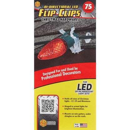 Commercial Christmas Hardware Clear Gutter & Shingle LED Light Flip Clips (75-Pack)