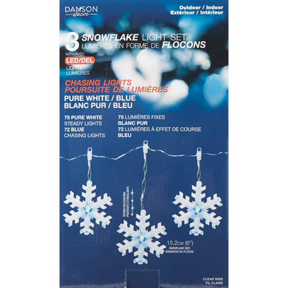 Danson Decor White & Blue 147-Bulb 3mm Snowflake LED Chasing Light Set With White Wire