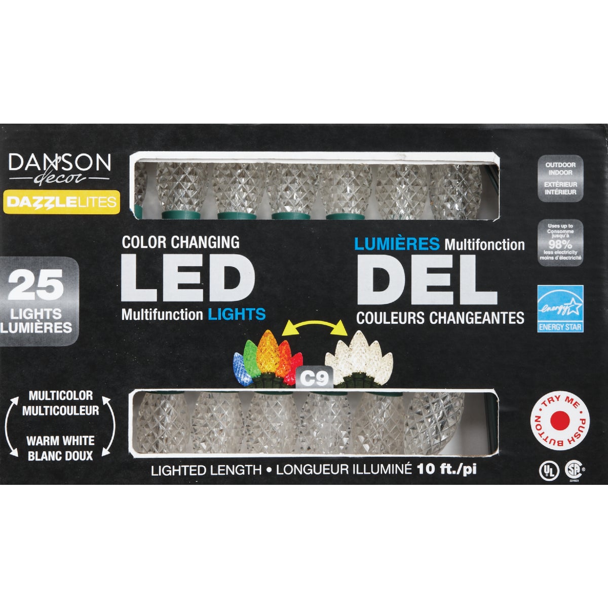 Danson Decor Dazzlelites 25-Bulb C9 Faceted LED Color Changing Chasing Light Set