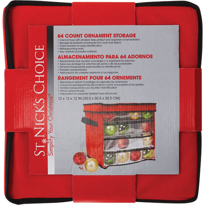 St. Nick's Choice 12 In. Square Polyester Christmas Ornament Storage Cube