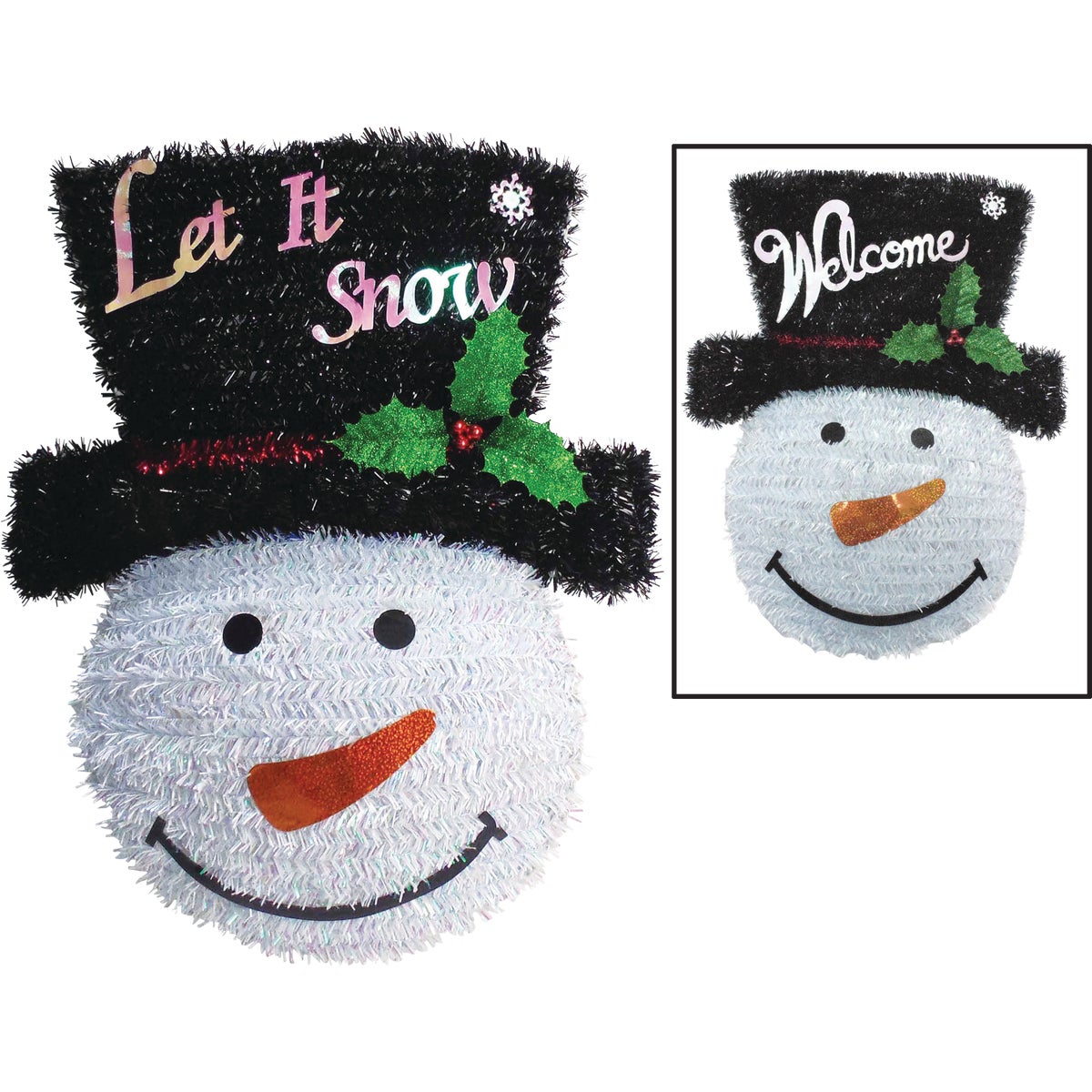 Youngcraft 18 In. White, Black, & Red Snowman Tinsel Wreath