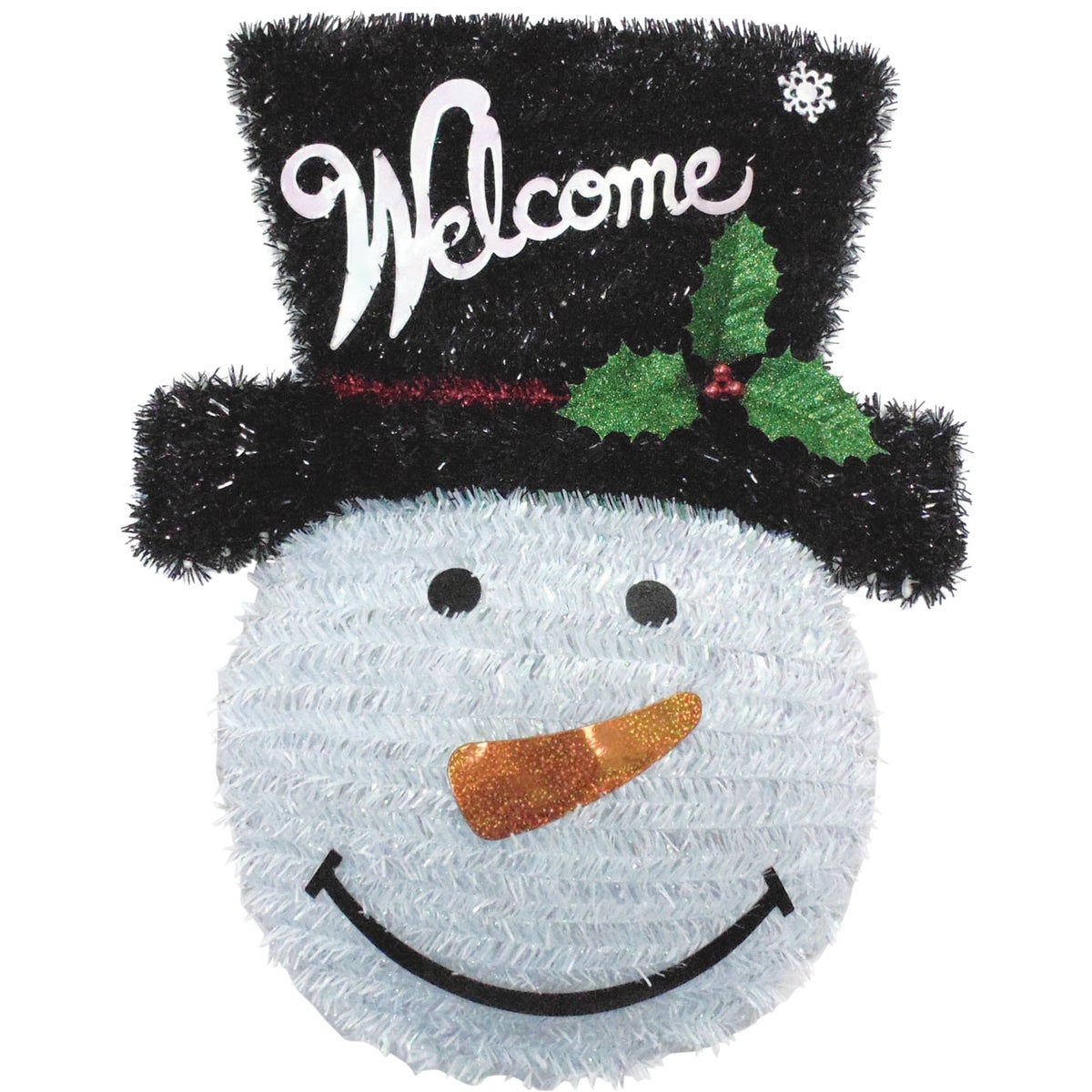 Youngcraft 18 In. White, Black, & Red Snowman Tinsel Wreath