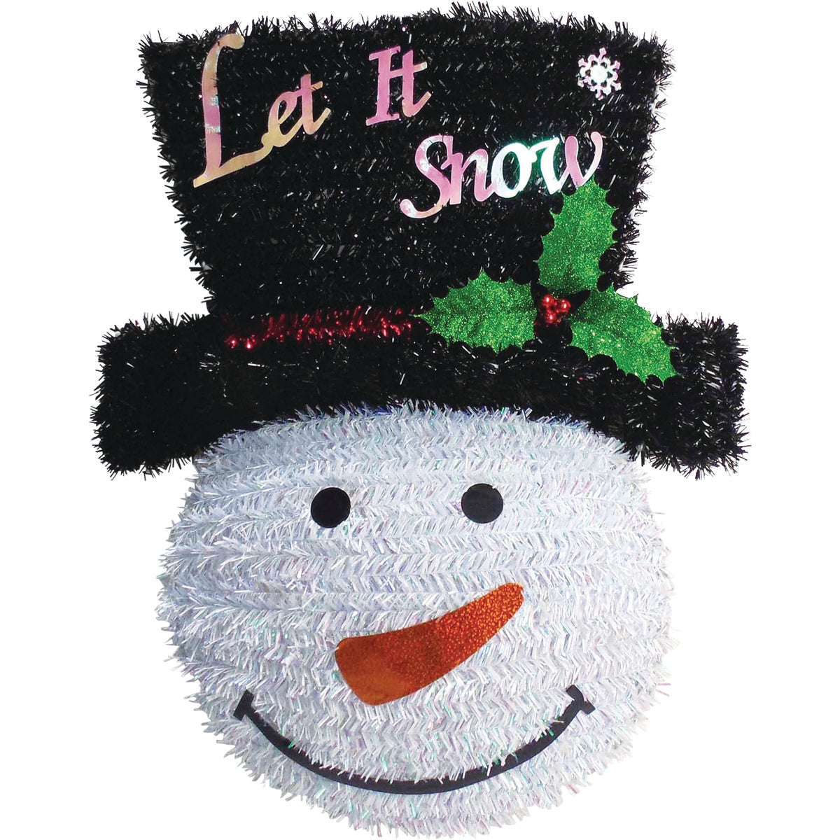 Youngcraft 18 In. White, Black, & Red Snowman Tinsel Wreath