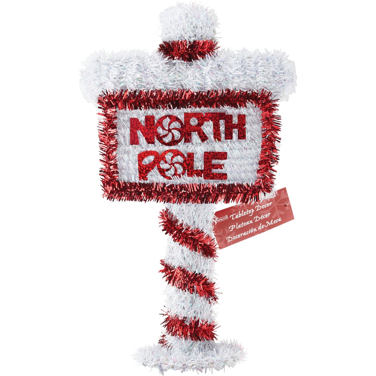 Youngcraft 14 In. Tinsel North Pole Sign Holiday Decoration