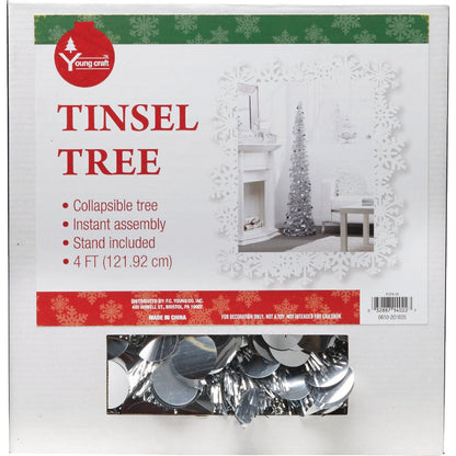 Youngcraft 4 Ft. Silver Metallic Pop-Up Christmas Tree