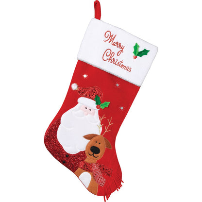Gerson 20.5 In. Velvet Santa Stocking