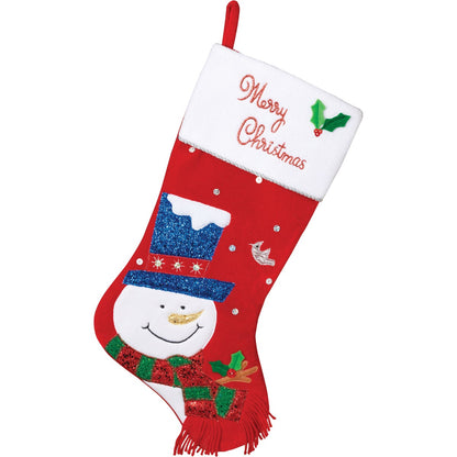 Gerson 20.5 In. Velvet Snowman Stocking