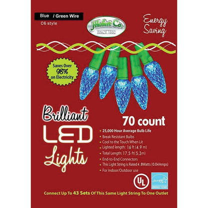 J Hofert Blue 70-Bulb C6 LED Light Set