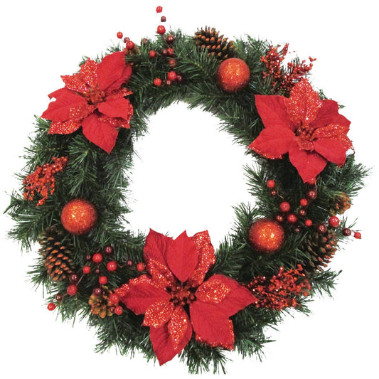 Sterling 30 In. Pine, Poinsettia, & Berries Artificial Wreath