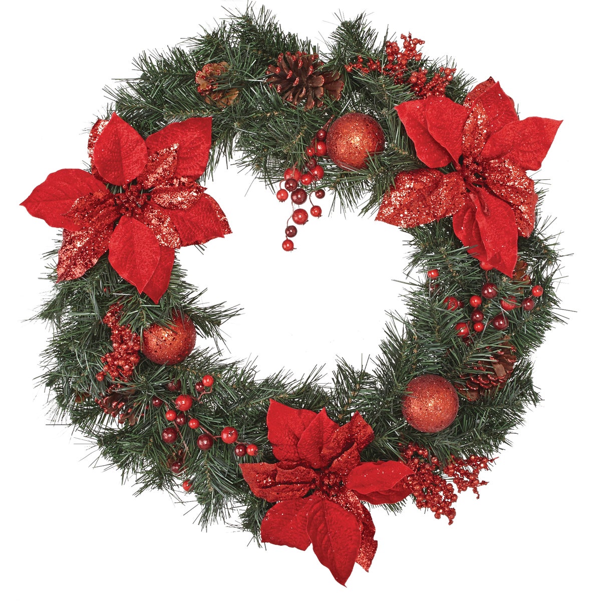 Sterling 30 In. Pine, Poinsettia, & Berries Artificial Wreath