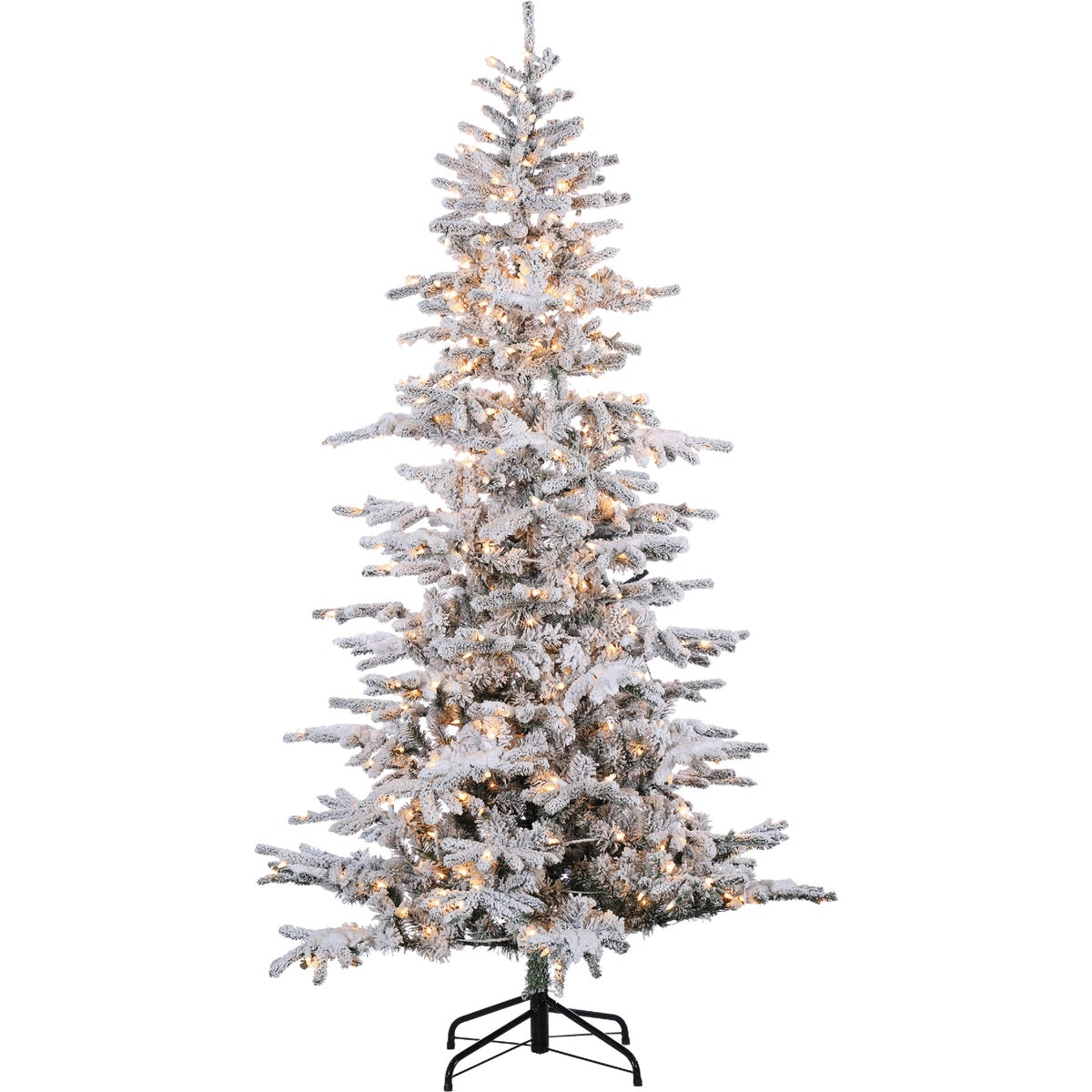 Sterling 7.5 Ft. Flocked Cambridge Fir 550-Bulb Clear Incandescent Prelit Artificial Christmas Tree