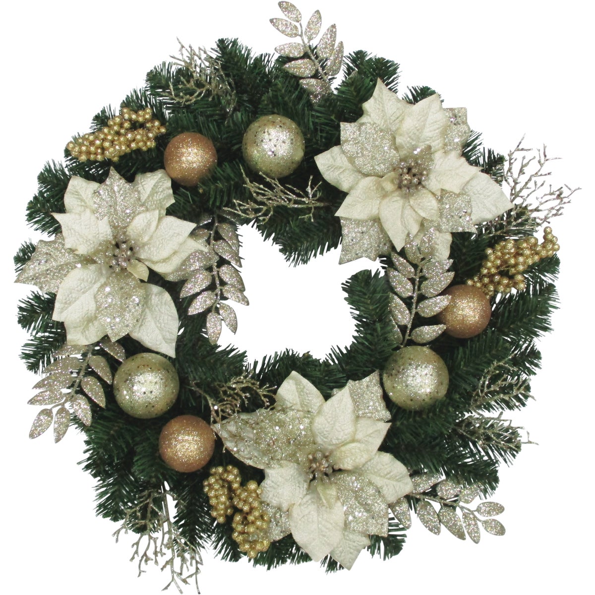 Gerson 24 In. Gold Poinsettia Artificial Wreath