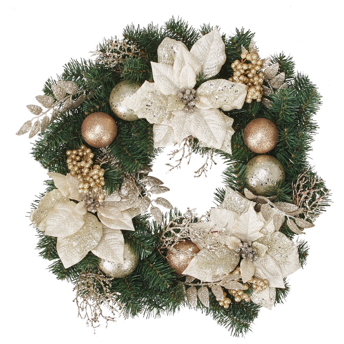 Gerson 24 In. Gold Poinsettia Artificial Wreath