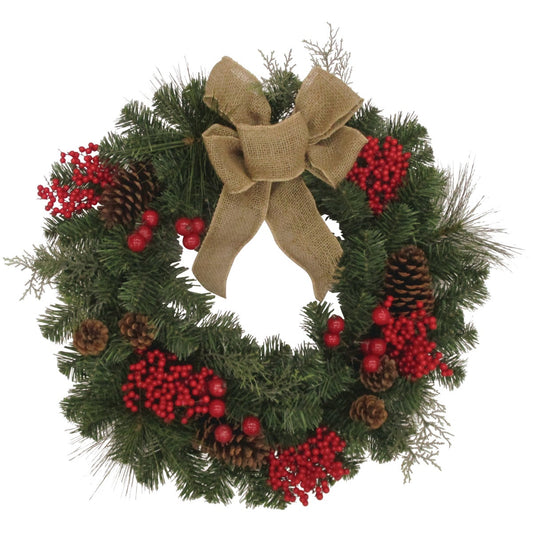 Gerson 24 In. Pine Artificial Wreath with Burlap Bow