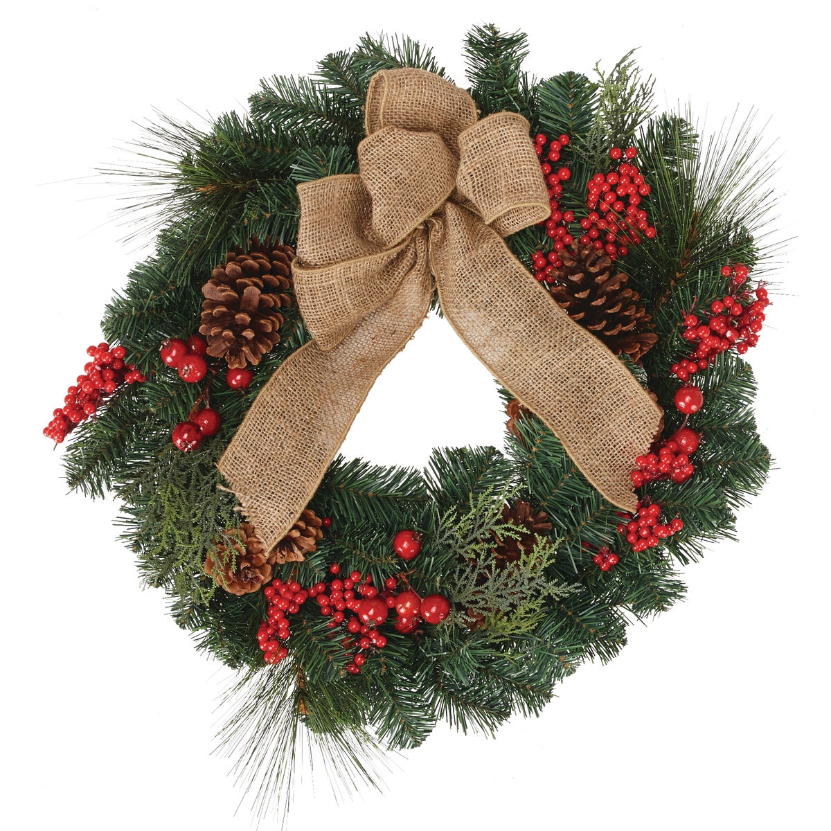 Gerson 24 In. Pine Artificial Wreath with Burlap Bow