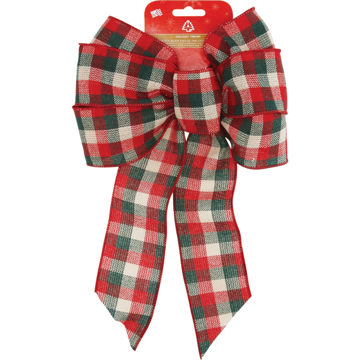 Holiday Trims 7-Loop 8-1/2 In. W. x 14 In. L. Assorted Plaid Fabric Christmas Bow
