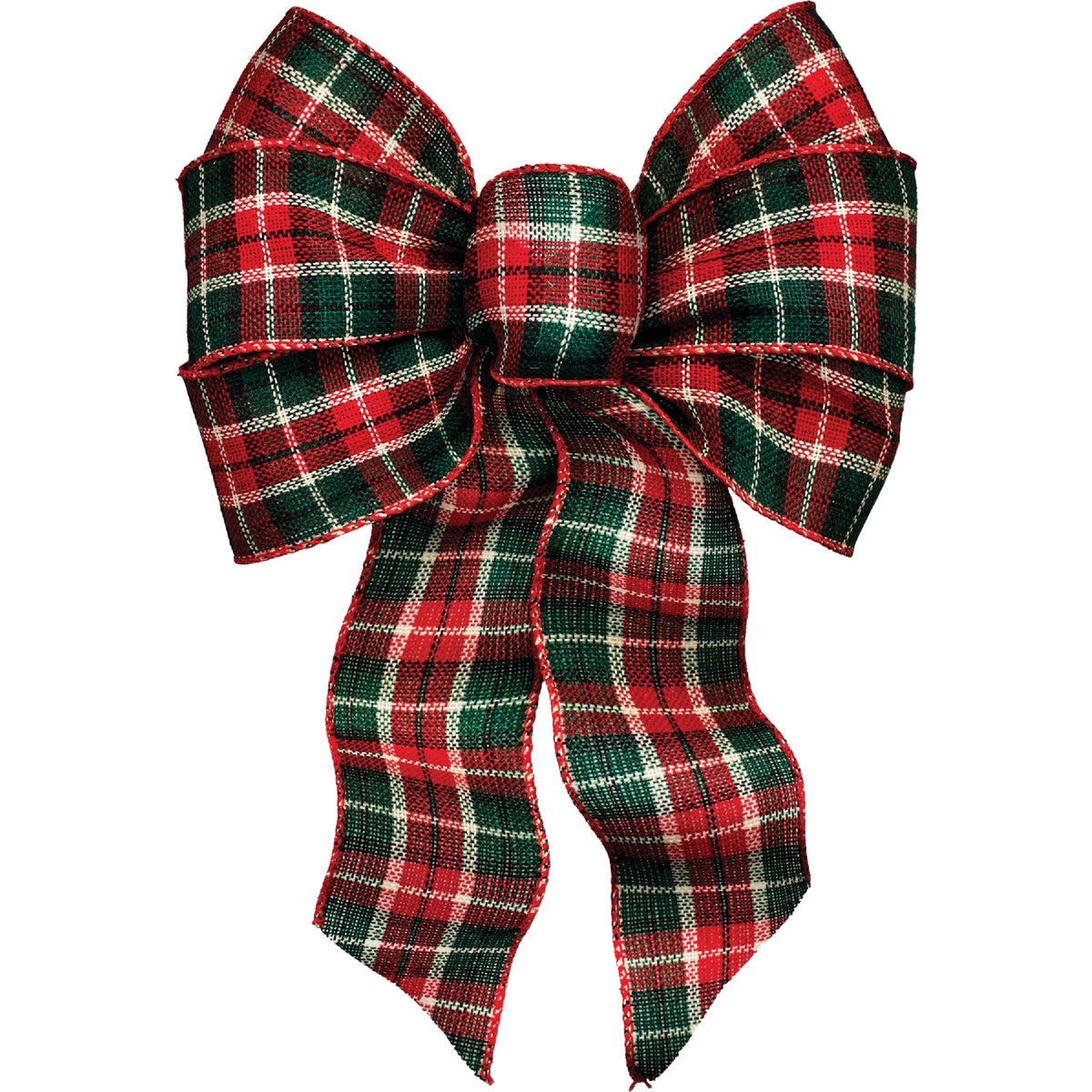 Holiday Trims 7-Loop 8-1/2 In. W. x 14 In. L. Assorted Plaid Fabric Christmas Bow
