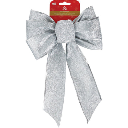 Holiday Trims 7-Loop 8-1/2 In. W. x 14 In. L. Assorted Glitter Christmas Bow