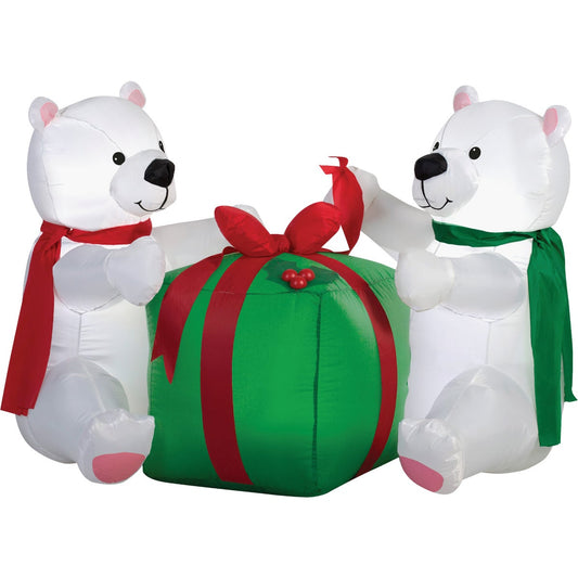 Gemmy 48 In. W. x 34.6 In. H. Airblown Inflatable Polar Bear Cubs