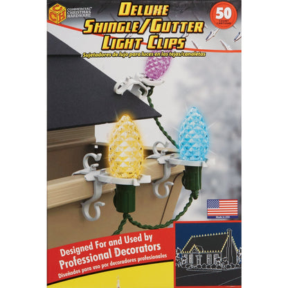 Commercial Christmas Hardware White Gutter & Shingle Deluxe Light Clips (50-Pack)