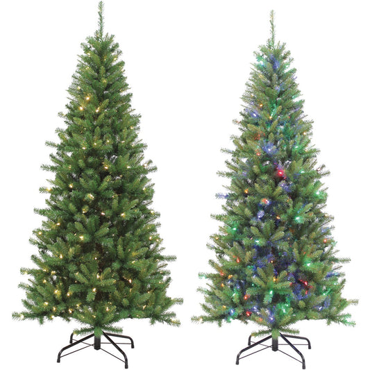 Gerson 7 Ft. Ozark Pine 230-Bulb Color Changing LED Prelit Artificial Christmas Tree