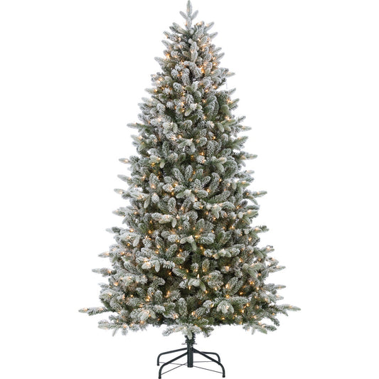 Sterling 7.5 Ft. Flocked Swiss Mountain Fir 800-Bulb Clear Incandescent Prelit Artificial Christmas Tree