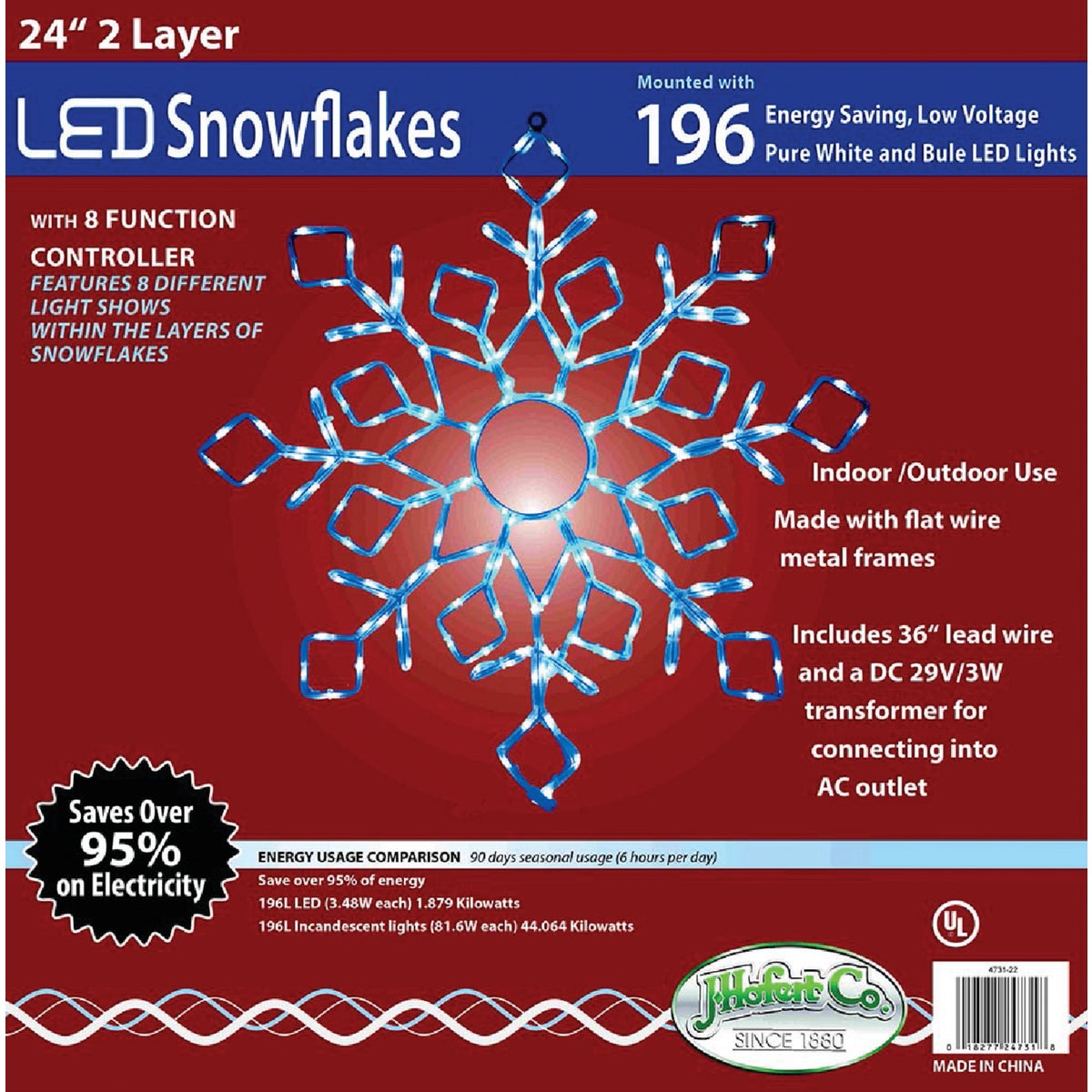 J Hofert 24 In. LED Lighted Snowflake