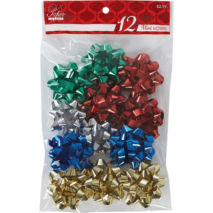 Paper Images Mini Metallic Gift Bow (12-Pack)