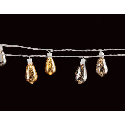 J Hofert Gold & Silver 10-Bulb Vintage Edison Light Set with White Wire