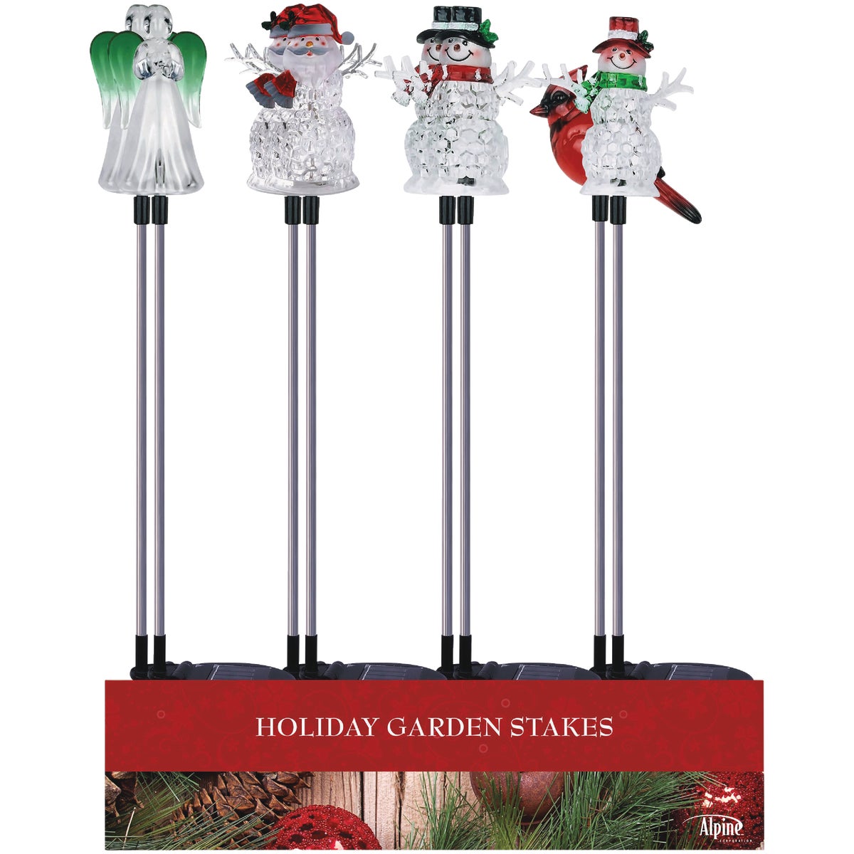 Alpine 33 In. LED Solar Winter Iconic Holiday Garden Stake