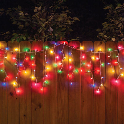 J Hofert Multi 100-Bulb Mini Incandescent Icicle Light Set with White Wire