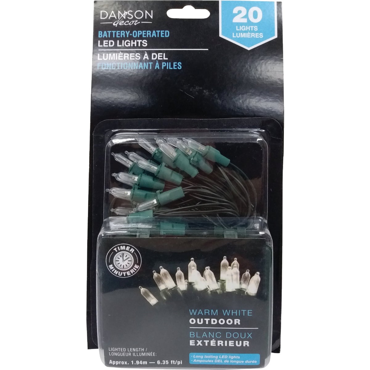 Danson Decor Warm White 20-Bulb Mini LED Battery Operated Light Set