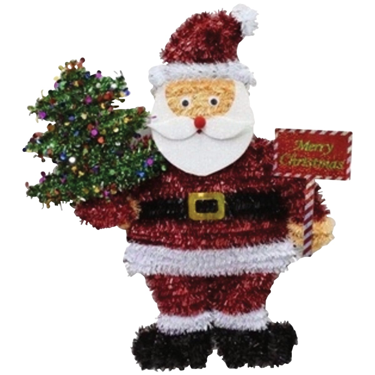 Youngcraft 20 In. 2-Dimensional Tinsel Santa with Tree