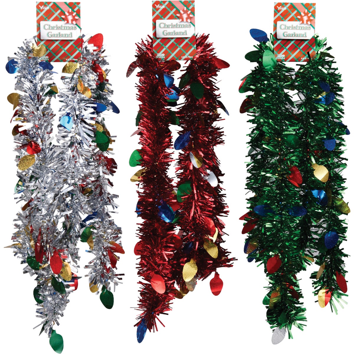 F C Young 8 Ft. Die-Cut Jumbo Colored Garland Assortment with Bulbs