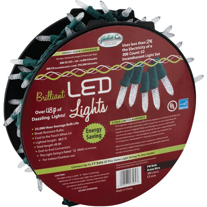 J Hofert Pure White 200-Bulb C3 LED Light Set