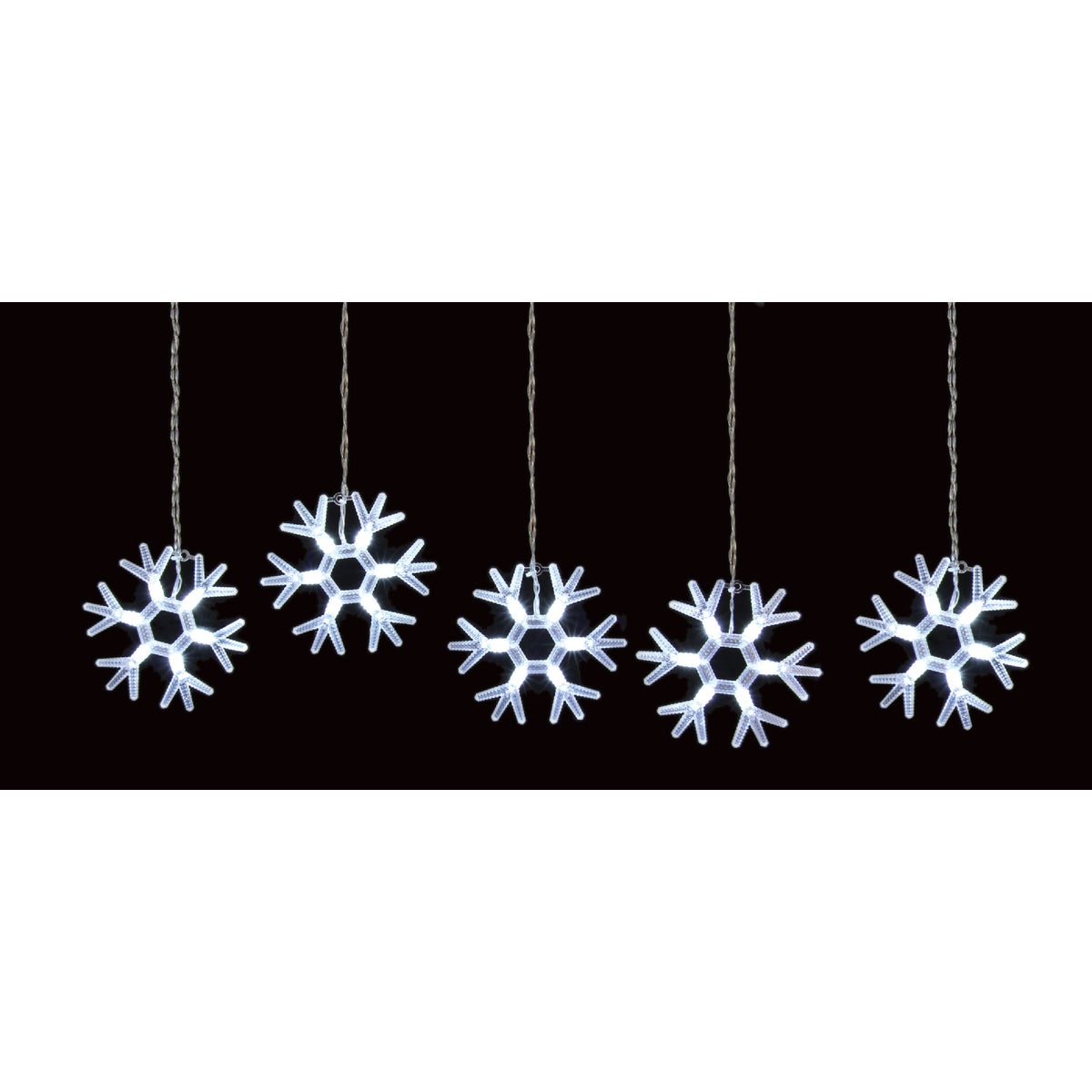 Danson Decor Pure White 30-Bulb LED Snowflake Battery Operated Light Set With Transparent Wire