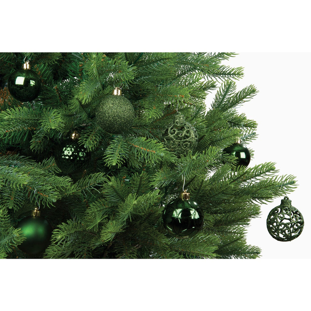 Decoris 2.4 In. Shatterproof Pine Green Bauble Christmas Ornament (37-Pack)