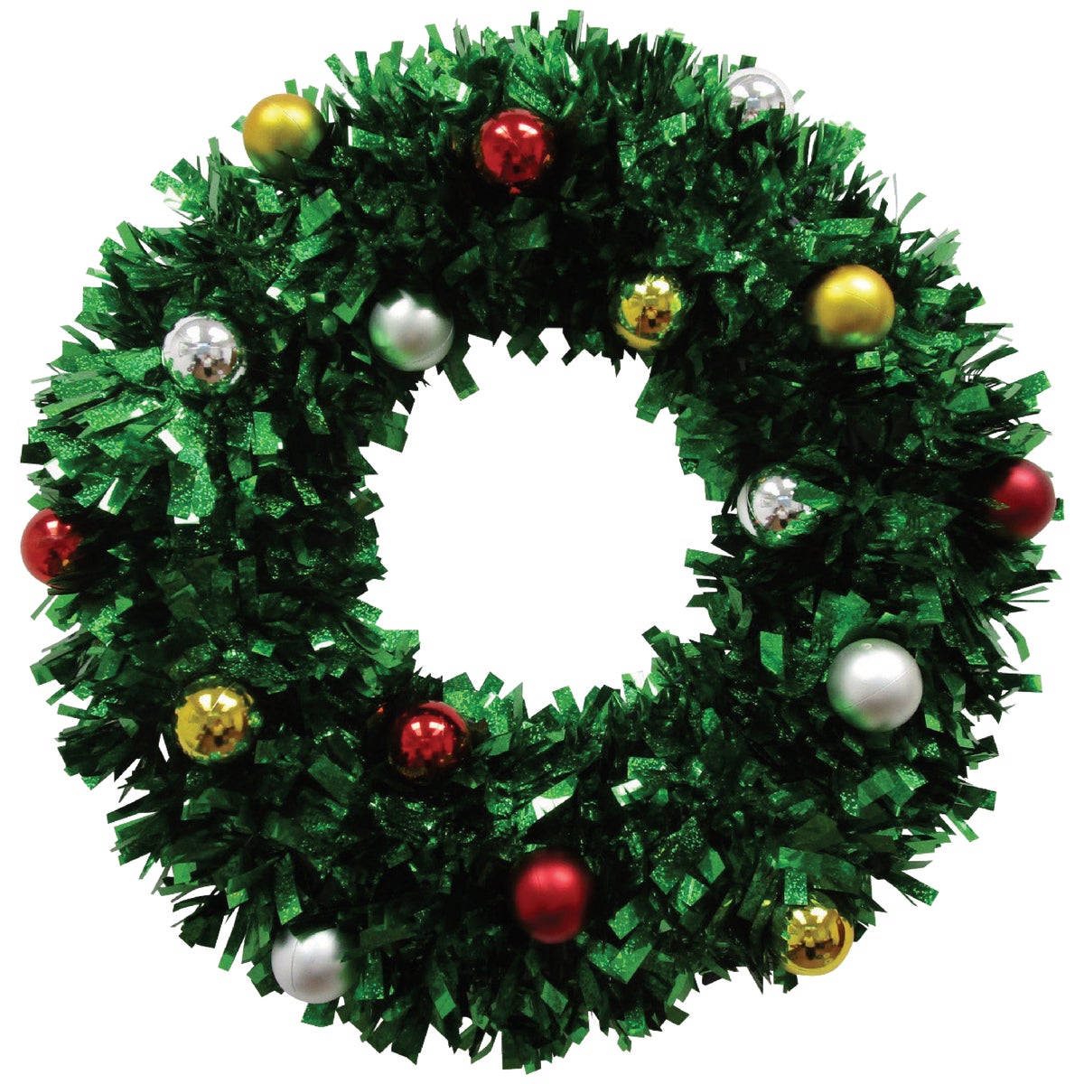 Youngcraft 17 In. Holographic Green Tinsel Wreath