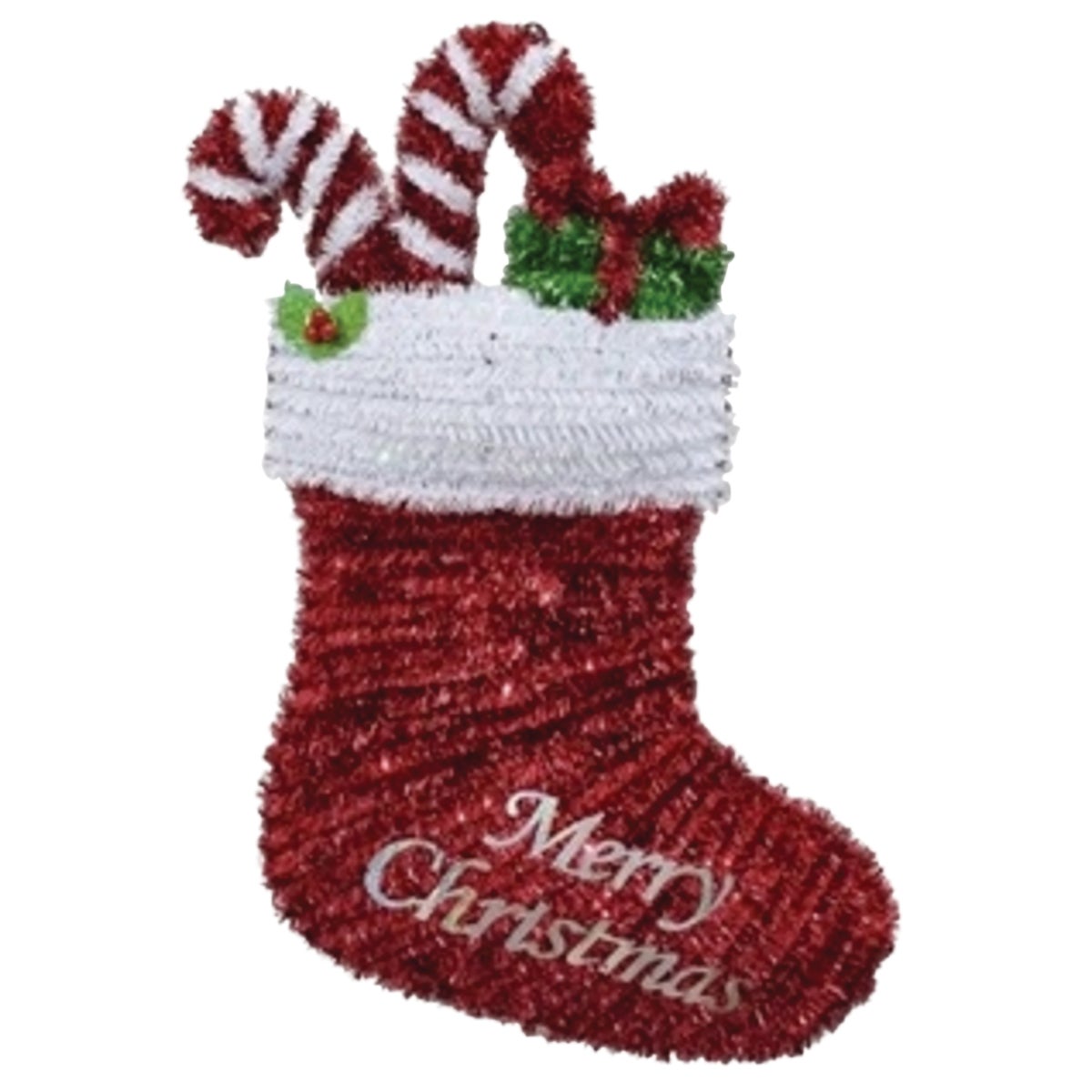 Youngcraft 22 In. Tinsel 2-Dimensional Christmas Stocking Holiday Decoration