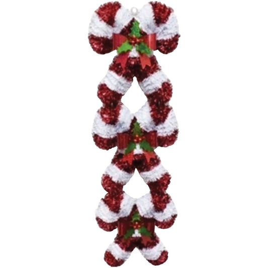 Youngcraft 24.5 In. Tinsel 2-Dimensional Double Candy Cane Dangler