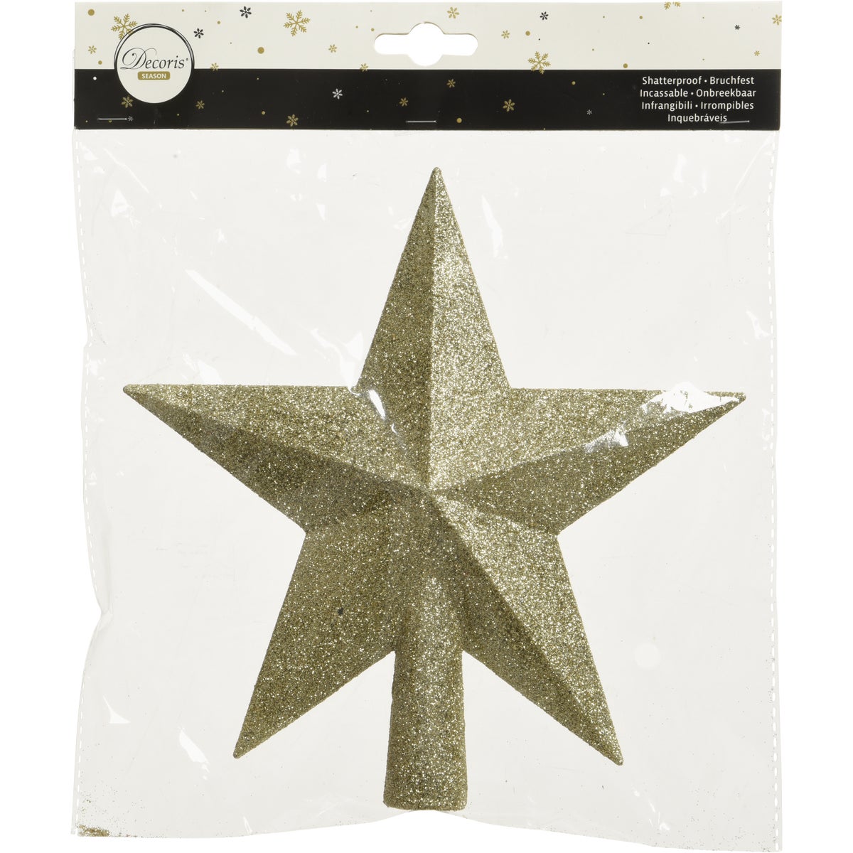 Decoris Light Gold 7.5 In. Shatterproof Star Christmas Tree Topper