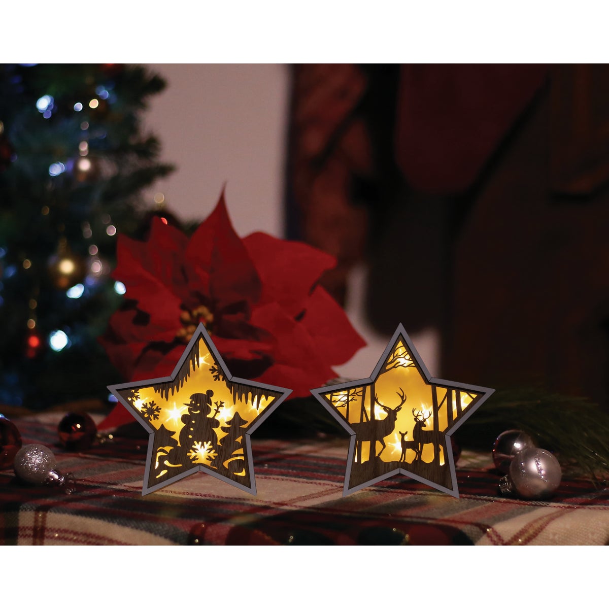 Alpine 2 In. W. x 9 In. H. x 10 In. L. Warm White LED Wooden Star