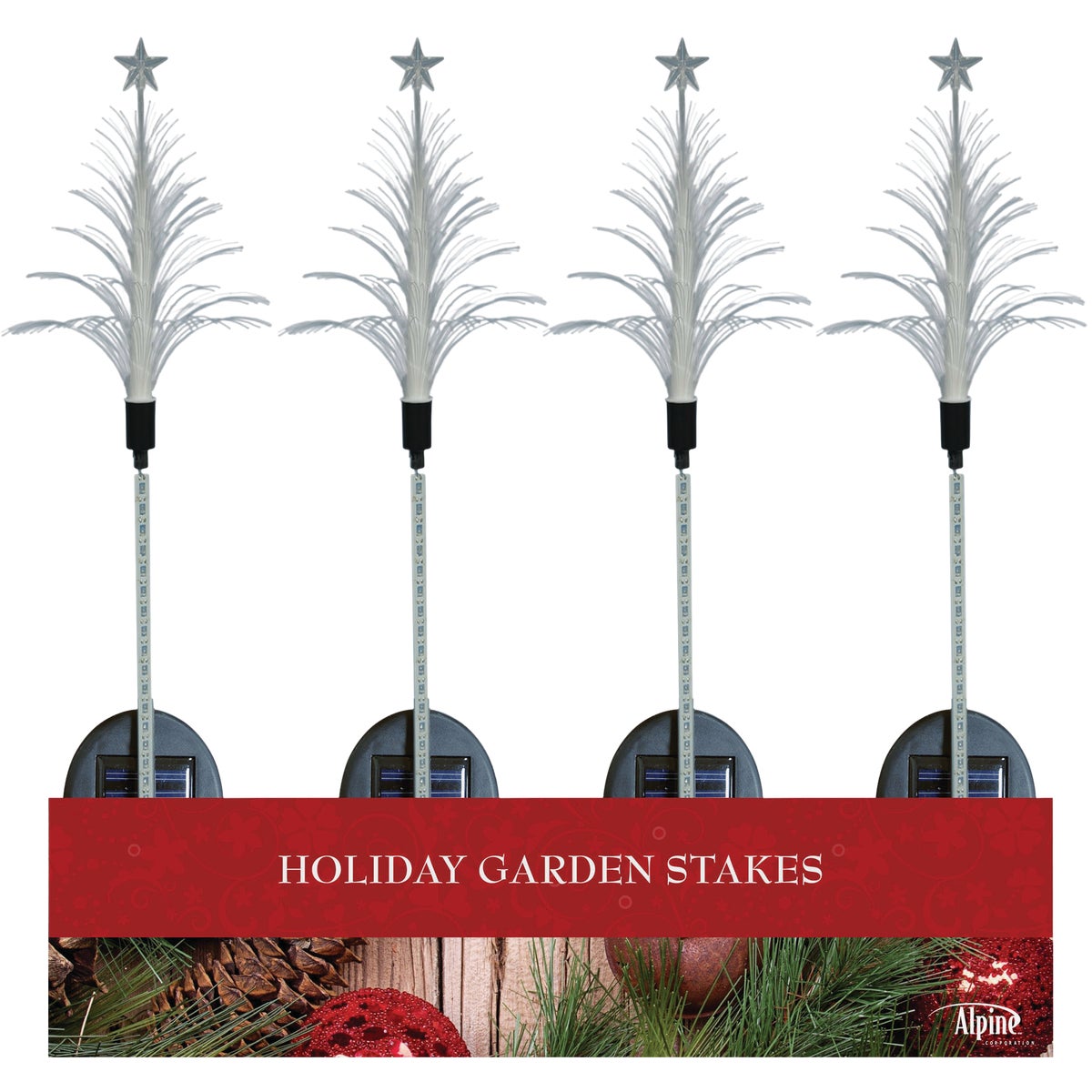 Alpine 40 In. LED Solar Fiber Optic Tree Holiday Garden Stake