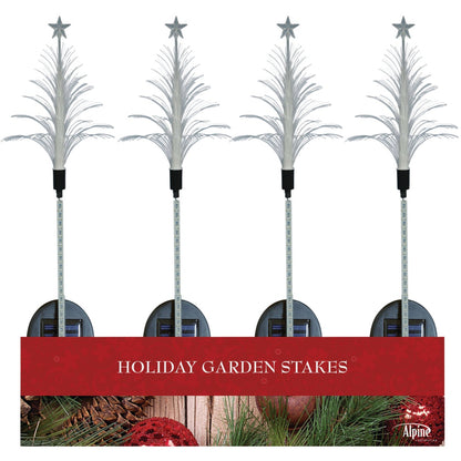 Alpine 40 In. LED Solar Fiber Optic Tree Holiday Garden Stake