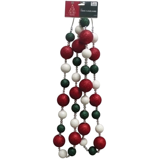 Youngcraft 6 Ft. Red, White, Green, & Silver Glitter Ball Garland