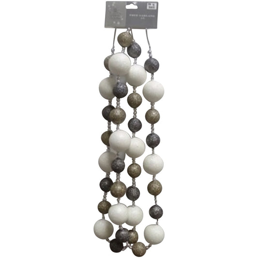 Youngcraft 6 Ft. White, Champagne, & Silver Glitter Ball Garland