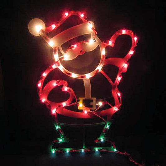 J Hofert 17.5 In. Pre-Lit Waving Santa Plaque with 43 Lights