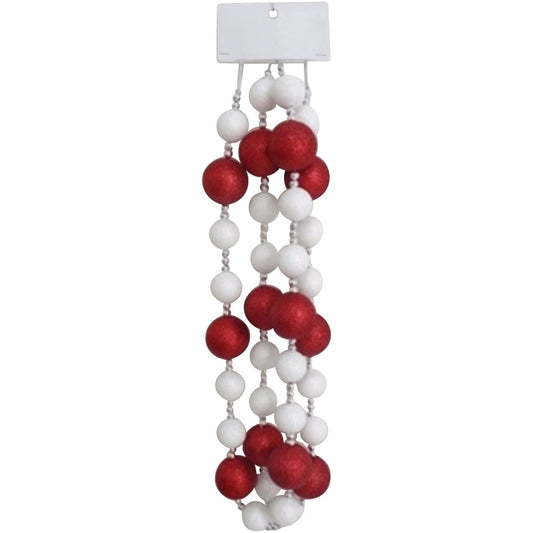 Youngcraft 6 Ft. White & Red Glitter Ball Garland